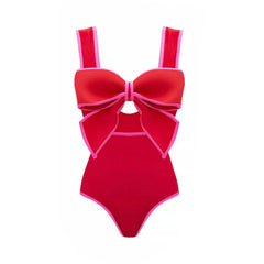 Einteiliger Badeanzug mit passendem Midirock für Frauen 2024 Neue Bademode Weiblicher Monokini-Strandbadeanzug mit Fliege-Dekor