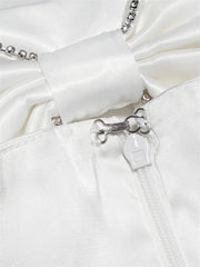 White Bow Tie Hot Strapless Mini Dress For Women Elegant Backless Zipper Party Sexy Dress Off-Shoulder Women Vestidos