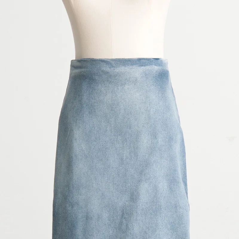 Blauer Y2k Rock Pocket Damen Jeans Design Schlitz Maxi Frühling Herbst Stretch Vintage Denim Club E-Girl Streetwear Röcke Langer Rock