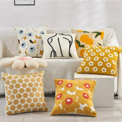 Decorative Throw Pillow Covers Sun Flower Jacquard Pillowcase Cushion Case Square for Couch Sofa Bed Living Room Bedroom