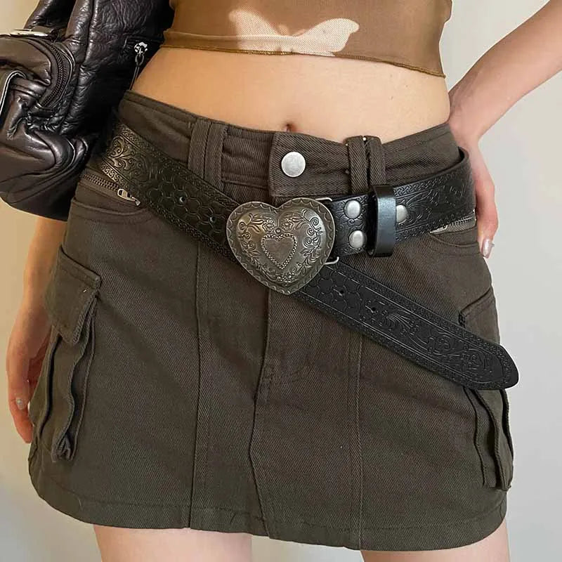 Luxus-Designer-Gothic-Mode Vintage Pfirsich-Herz-Kreuz-Gürtel für Frauen Y2k-Gürtel Diesel-Gürtel für Lady-Jeans-Kleid-Accessoires