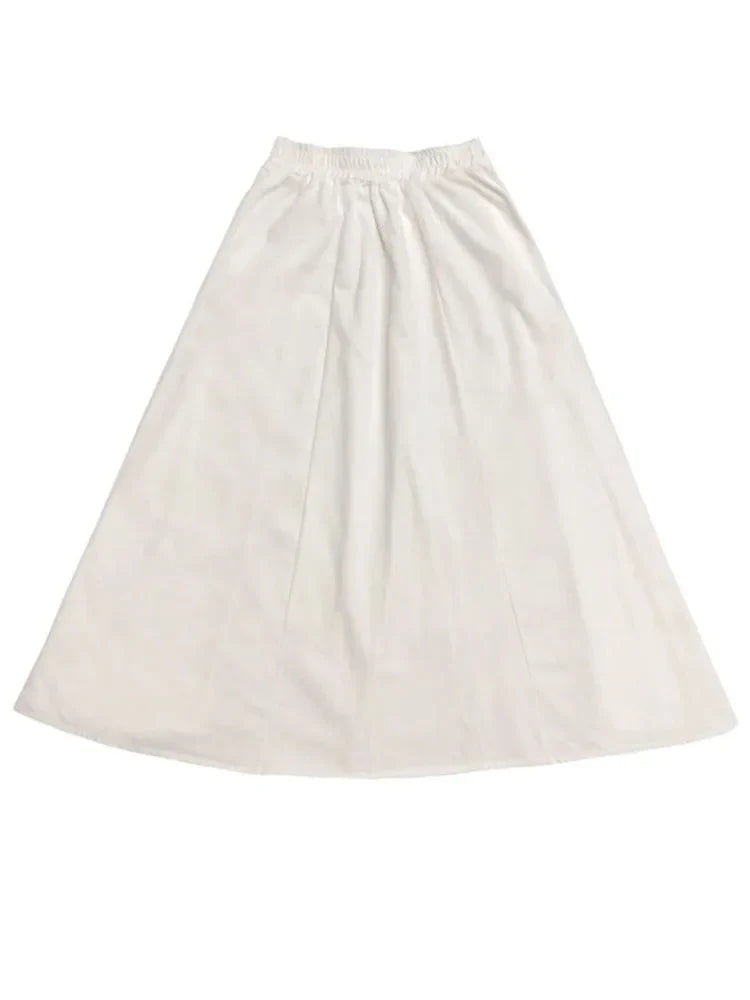 Skirts Women Simple Solid Leisure Loose 2XL Long Skirt Korean Style Elastic-Weight A-line Student Streetwear Trendy BF