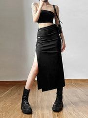 Cute Party Long Skirts Printed Boho Grunge Fairycore Retro Skirts Kawaii Holiday Brown Pleated Skirts Women Elegant