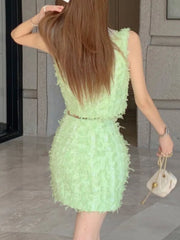 2024 summer two piece sets womens outifits Sexy Vest Crop Top + Bodycon Mini Skirt Suits Korean Fashion ensemble femme 2 pieces
