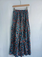Vintage Blau Blume Drucken Rock für Frauen Sommer Neue Hohe Taille A-linie Röcke Faul Alle-spiel Mid-länge lose Faldas Mujer