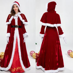 Deluxe Classic Mrs. Claus Weihnachtskostüm Weihnachtsfeier Weihnachtsmann Cosplay Frauen Rotes Kleid