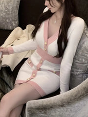 Herbst Winter Pullover vestidos feminino Frauen Vintage Langarm Schlank Sexy Bodycon Kleid Korean Fashion Casual Robe Femme