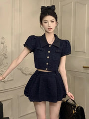 High Quality French Luxury Small Fragrant Tweed Two Piece Set Women Jacket Coat + Pleated Skirt Suit Fashion Summer 2 Piece Sets