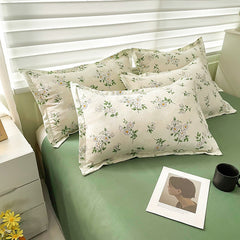 Floral Print Brushed Home Bedding Set Simple Fresh Comfortable Duvet Cover Set with Sheet Comforter Covers Pillowcases Bed Linen
