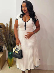 Ruffle Knitted Skirt Sets Women Summer Deep V Neck Crop Tops Female Holiday Elegant Dress Sets 2 Piece Womens Outfits New