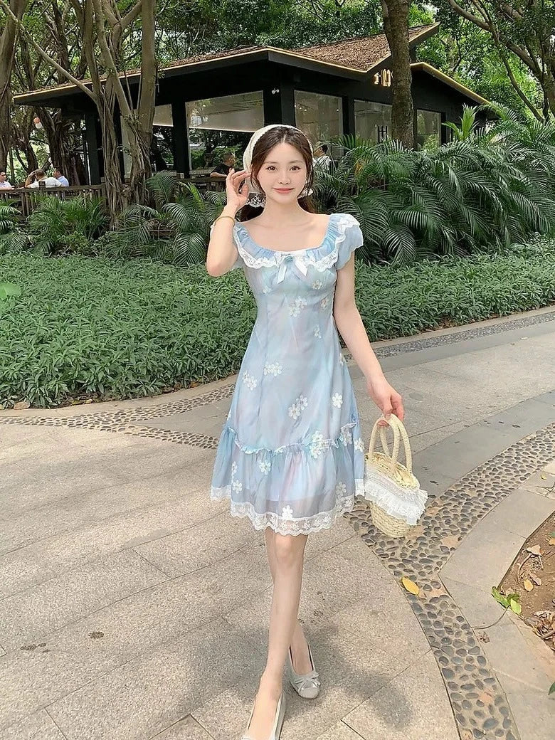 Angel Flight Through Heavenly Clouds and Jamine Flowers                  Dress Mermaidcore Kawaii Academia Y2K Cottagecore Coquette Fairycore Dollette Princesscore