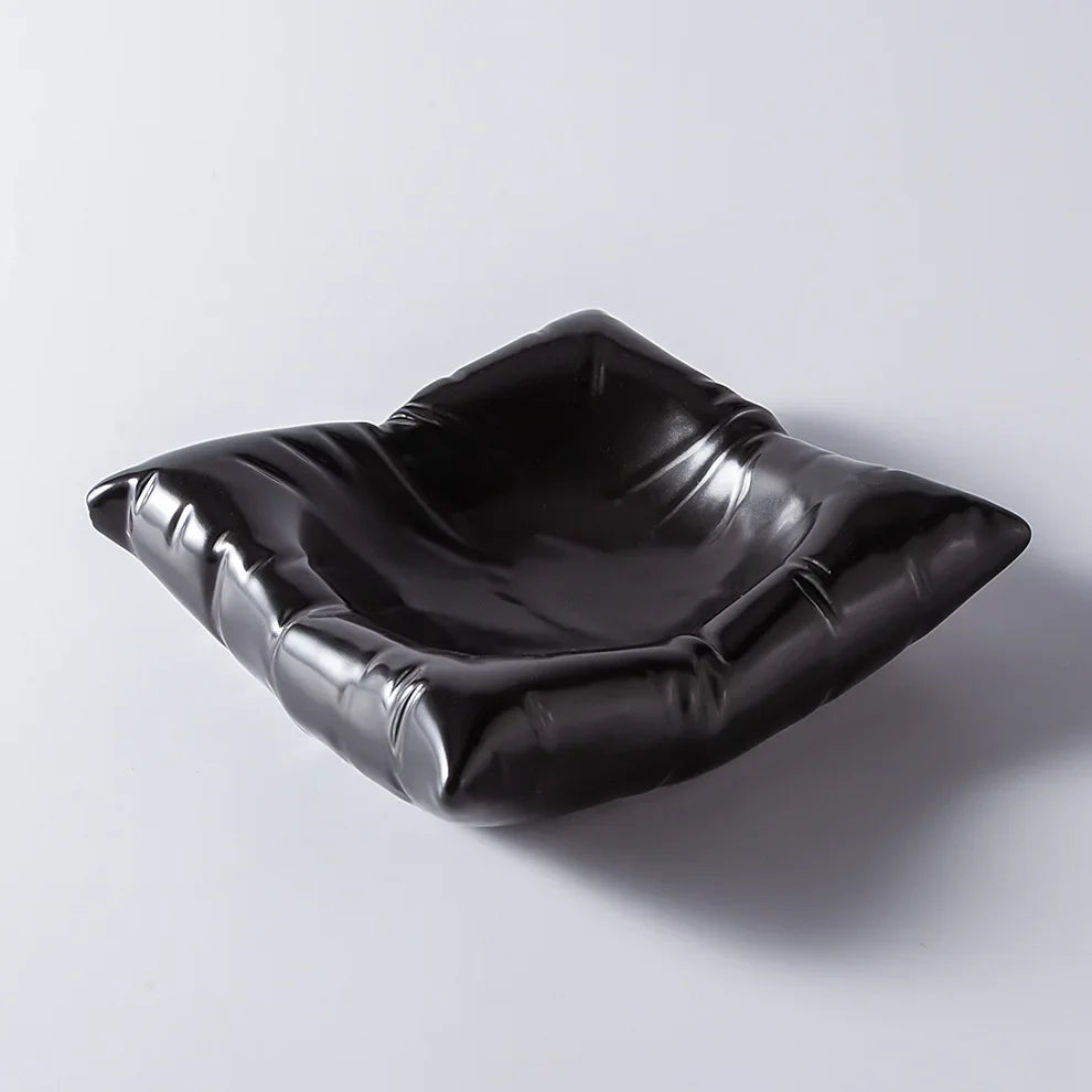 New products, pillows, plates, INS creative white high-end hotel square plate, ceramic cold dish, artistic conception tableware