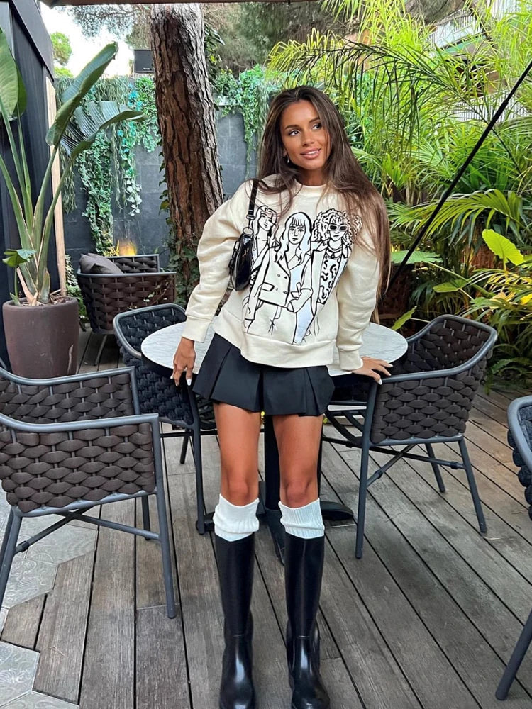 Grey Wide Pleated Mini Shorts Skirts High Street Stripe American Retro Solid Vintage Blogger Sexy  Woman