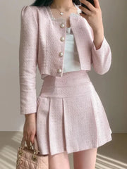 High Quality 2024 spring Small Fragrant Two Piece Set Women Outfit Short Jacket Coat + Skirt 2 Piece Sets Conjuntos Cortos