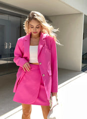 2023 Damenmode Leinen Baumwolle Blazer Rock Anzug Lässige weibliche Kleidung Set