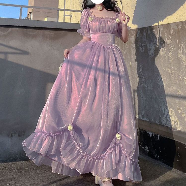 2025 Autumn Vintage Evening Party Dress Elegant Casual Lolita Princess Dress Women Sexy Backless Korea Sweet Fairy Dress Female