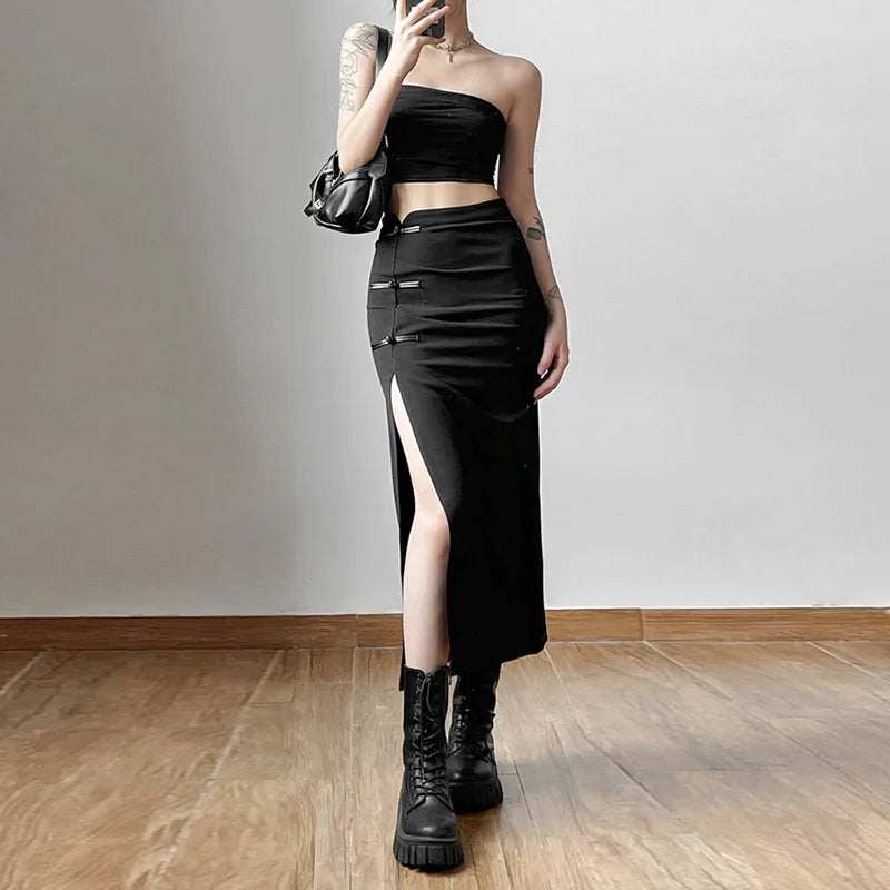 Cute Party Long Skirts Printed Boho Grunge Fairycore Retro Skirts Kawaii Holiday Brown Pleated Skirts Women Elegant