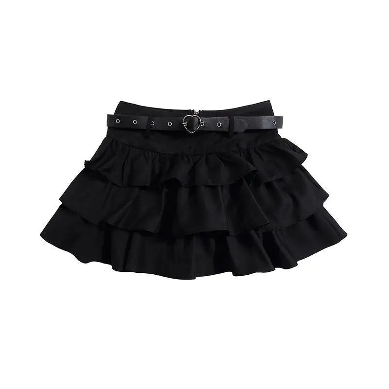 Sommer Damen Schnürrock Dark Academia E-Girl Japanisch Y2k Unregelmäßiger Midi Plissee Jeansrock Gyaru Coquette Harajuku 2000er Jeans Neu
