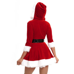 Neue Mode Frauen Halbarm Solide Beliebte Damen Weihnachtsmann Weihnachten Thema Kostüm Cosplay Outfit Gürtel Ausgefallenes Weihnachtskleid
