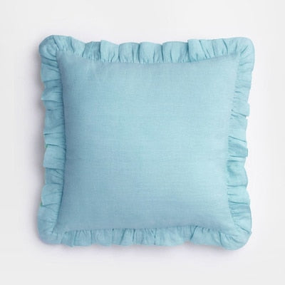 100% Pure Linen Ruffle Throw Pillowcases,Soft Comfortable Cushion Cover,Home Decor Sofa Pillows Cover,Living Room Couch Ornament