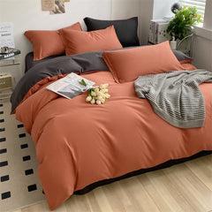 Set Washed Brushed Comforter Duvet Cover Flat  Soft Comfort  Bed Sheet Pillowcase