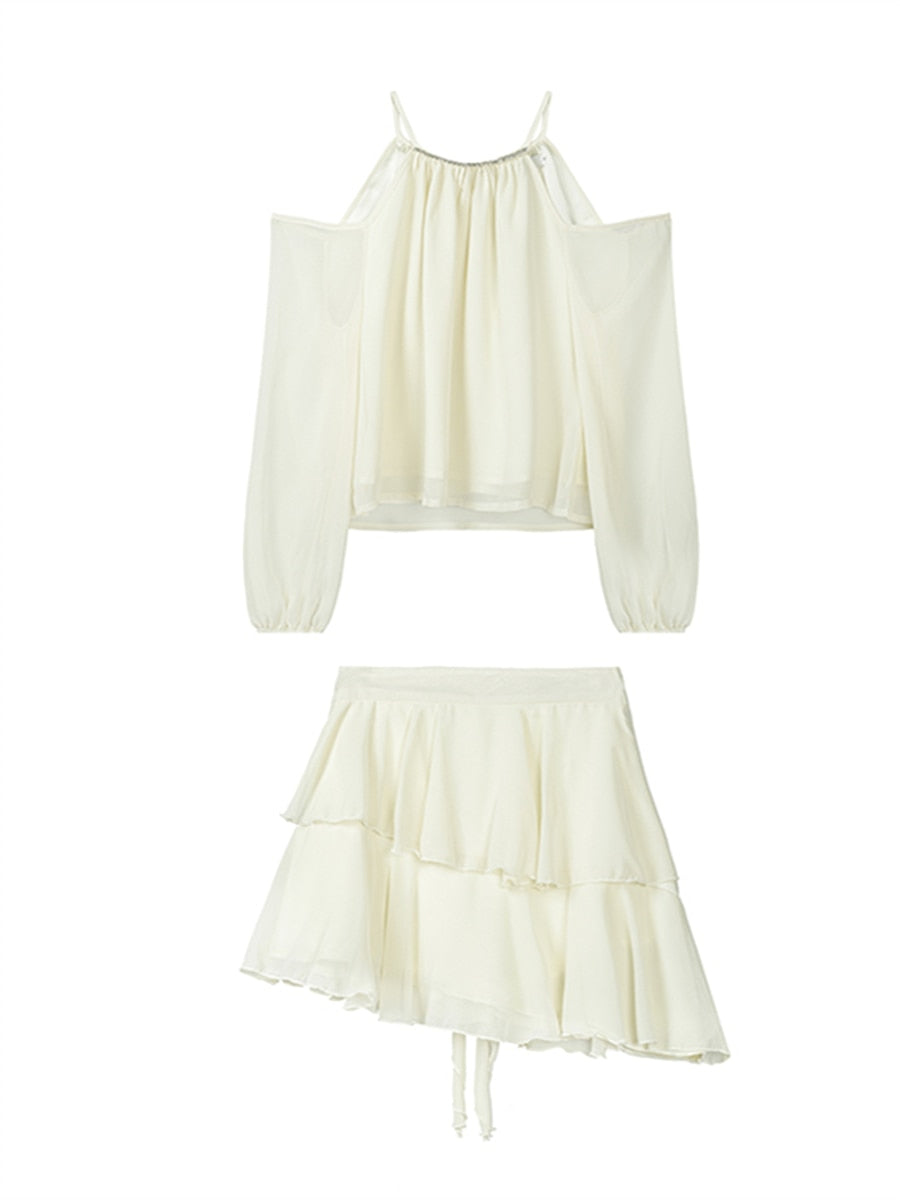Zweiteilige Sets Sommer Frauen Neue Koreanische Mode Elegante Party Minirock + Off Shoulder Tops Anzüge Frankreich Süße Outfits