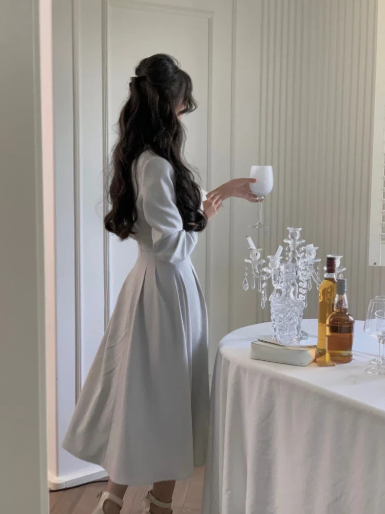Elegantes 2-teiliges Kleiderset für Damen, Langarm-Crop-Tops + lässiger schwarzer Midirock, 2025 Herbst, schlank, Retro, Bürodame, koreanische Anzüge