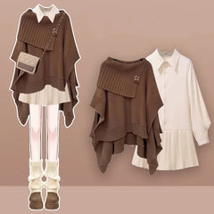 2024 Frühjahr Neue Lose Gestrickte Schal Pullover Mini Plissiert Kurzen Rock Zwei Stück Set Elegante frauen Rock Set Outfits