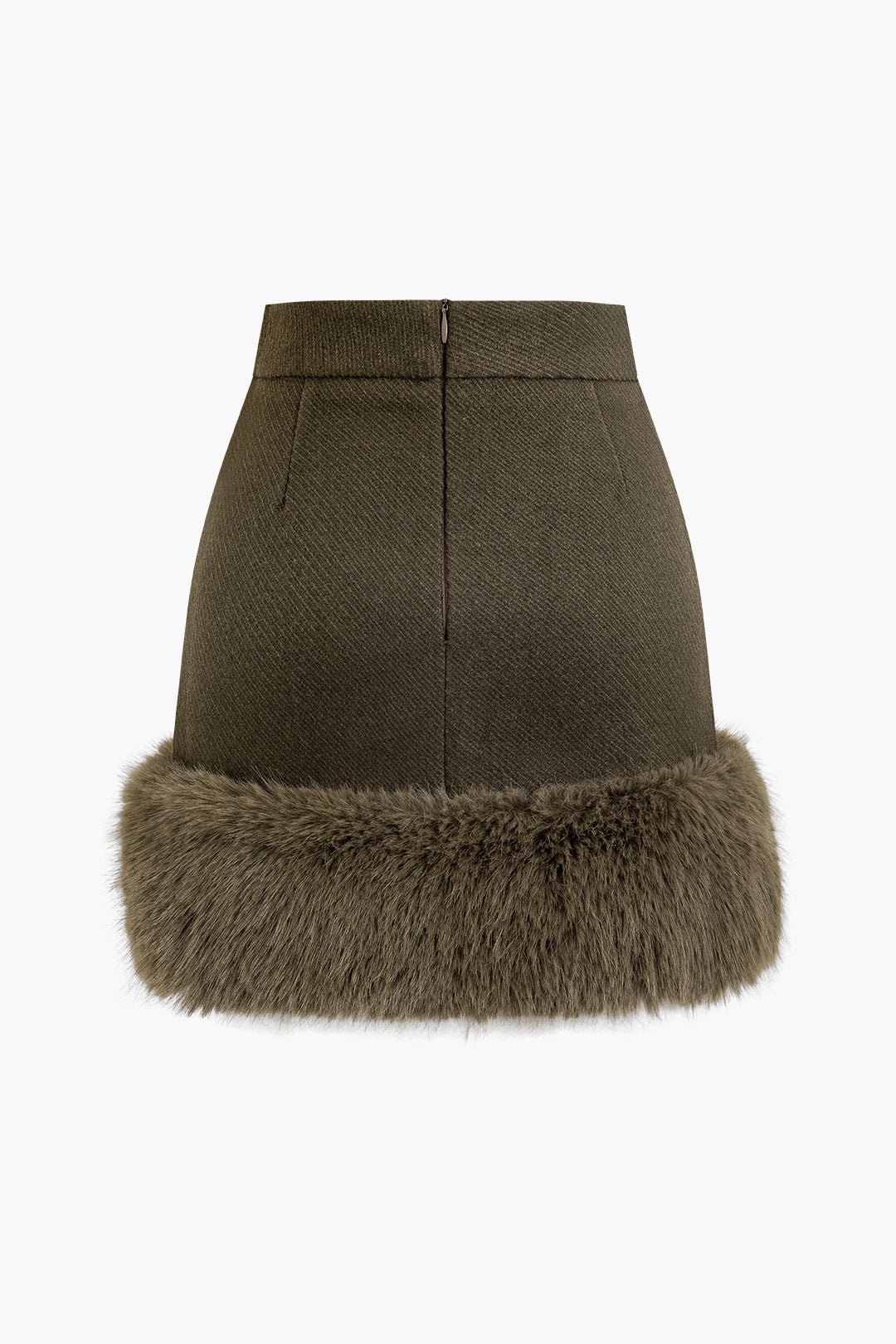 Faux Fur Hem Mini Skirt