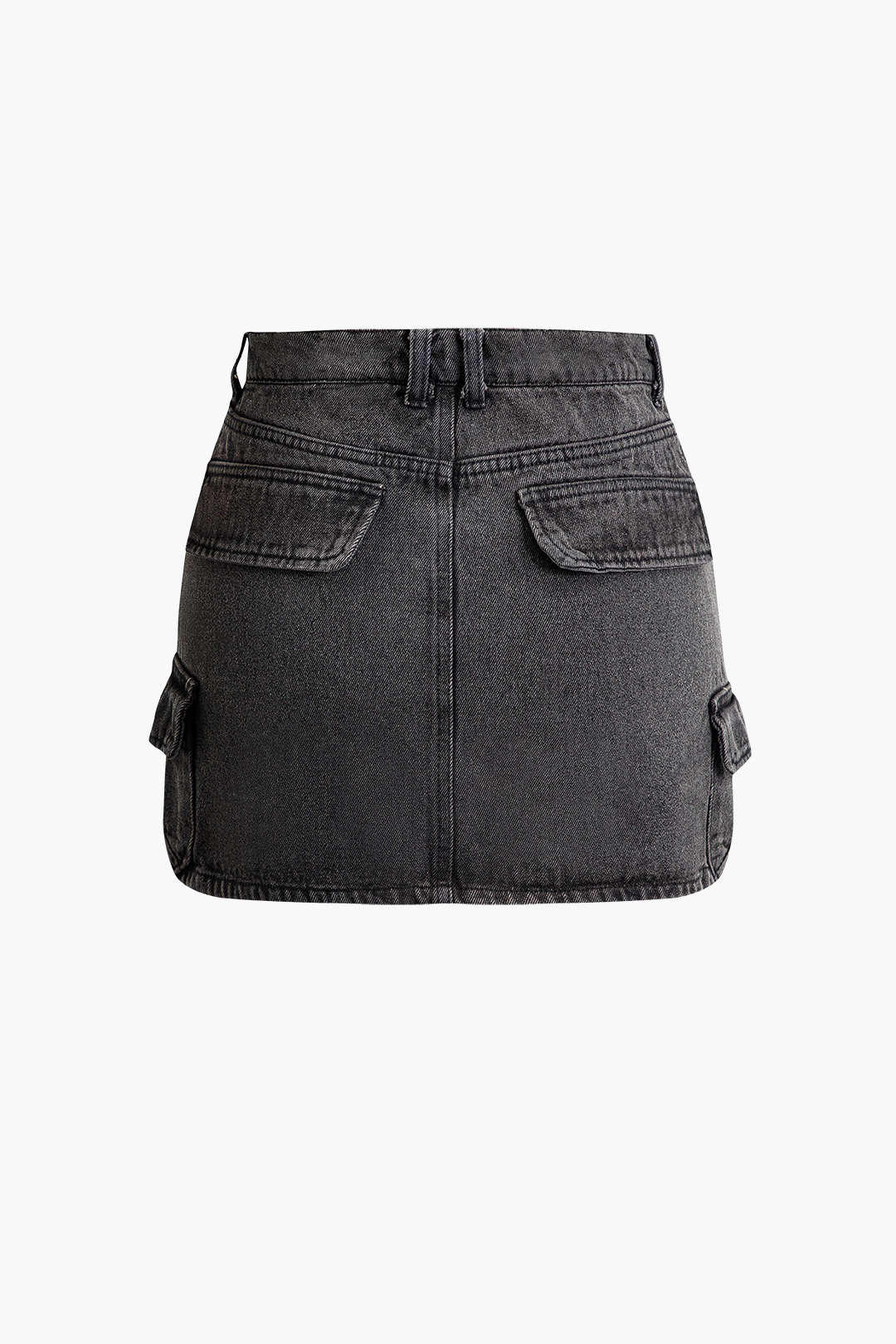 Flap Pocket Denim Mini Skirt