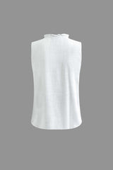Ruffle Button Up Sleeveless Shirt