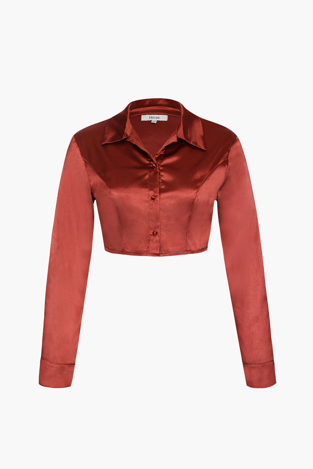 Satin Collared Cropped Shirt