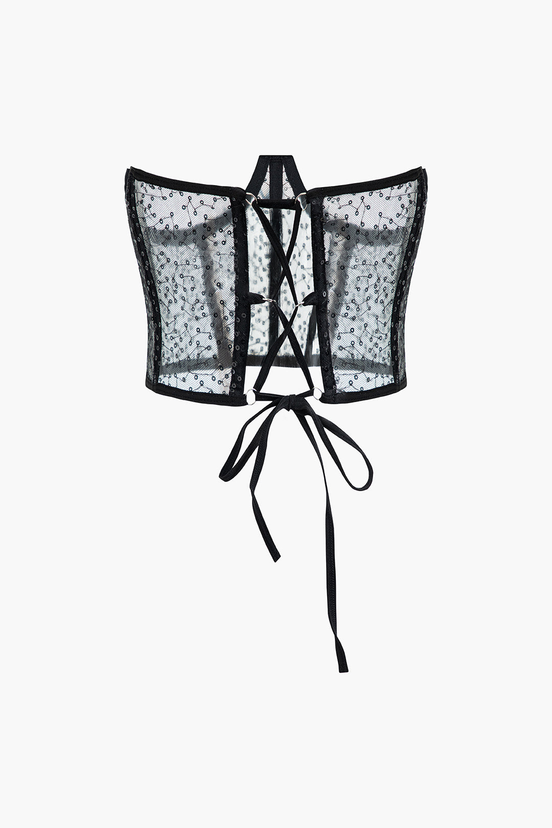 Sequin Tie Back Mesh Corset Belt