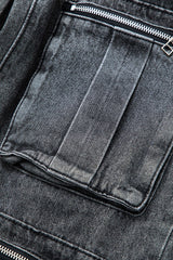 Distressed Pocket Straight Leg Cargo Jeans