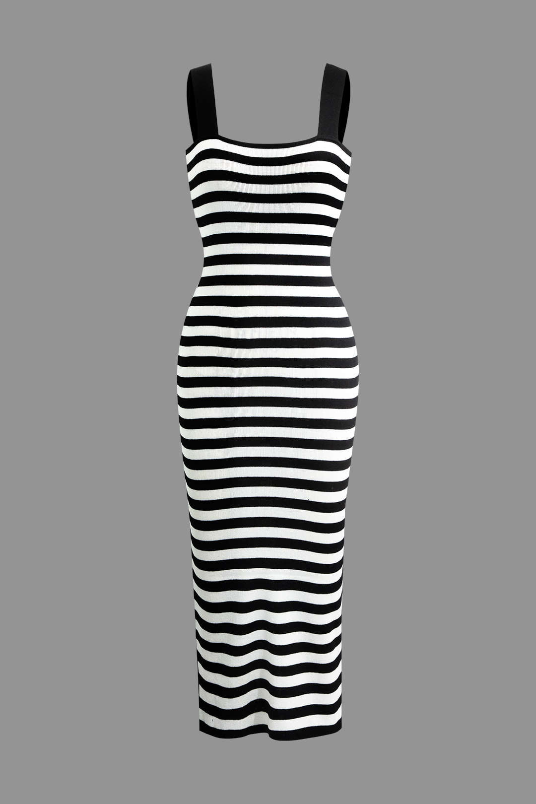 Stripe Square Neck Knit Sleeveless Maxi Dress