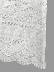 High Waisted Short Sleeves Hollow Solid Color Split-Joint Off-The-Shoulder Maxi Dresses