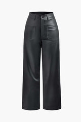 Faux Leather Pocket Straight Leg Pants