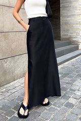 High Waist Slit Maxi Skirt