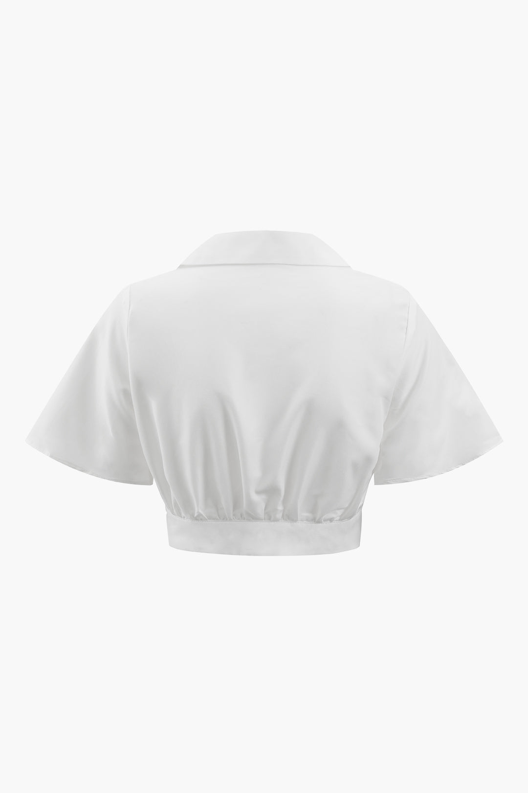 Contrast Pocket Belted Crop Shirt