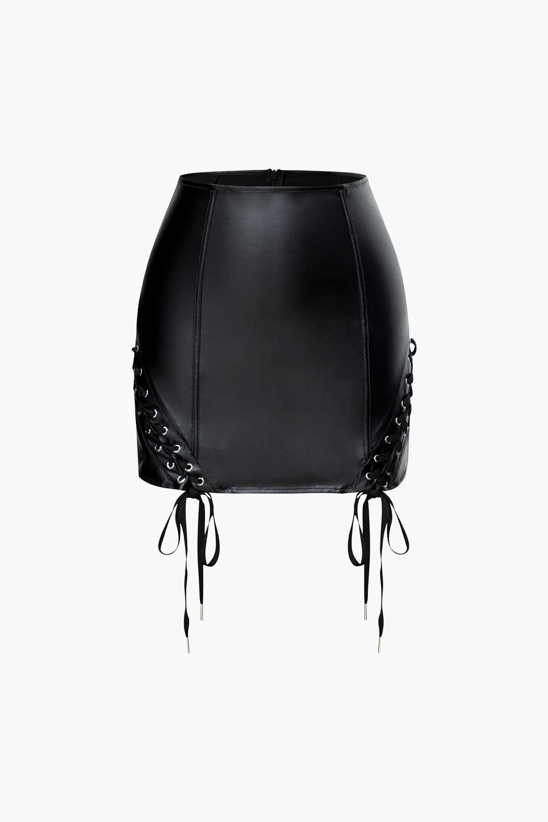 Faux Leather Tie Side Mini Skirt