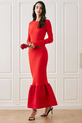 Langärmliges Maxikleid mit Meerjungfrauensaum 