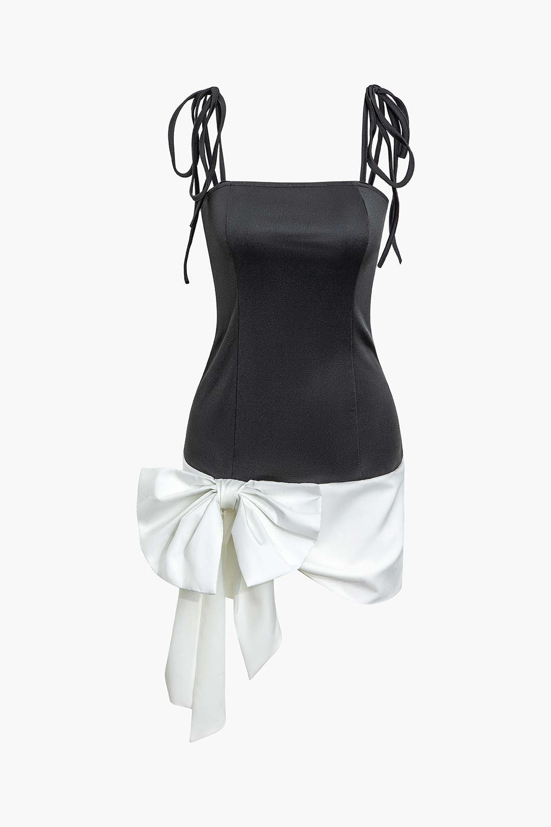 Contrast Tie Strap Bow Detail Mini Dress