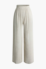 Linen Pleated Straight Leg Pants