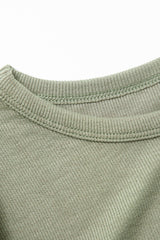 Seam Detail Rib Knit Long Sleeve Top