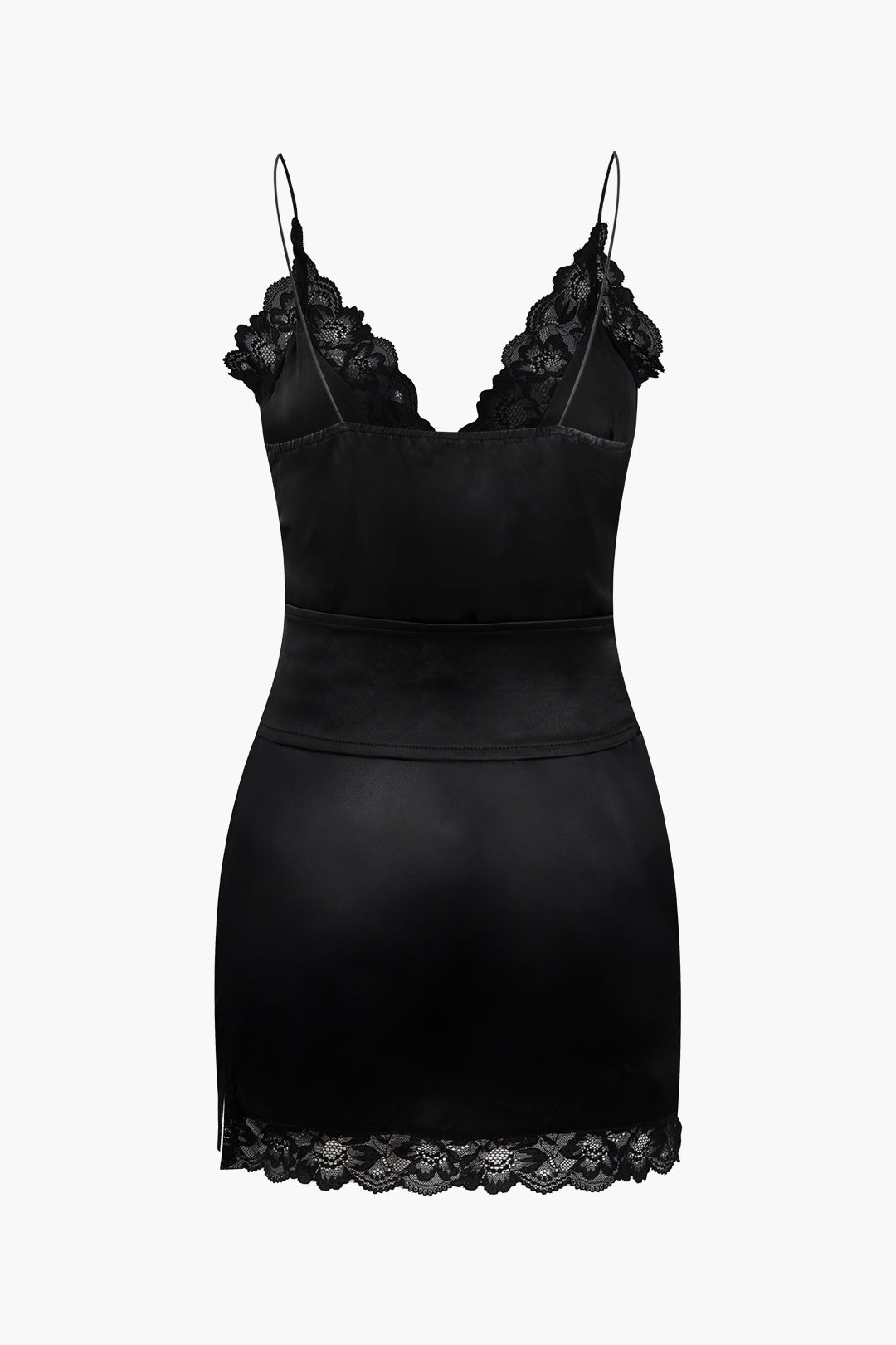 Camisole-Minikleid mit Spitzenschnürung vorne und V-Ausschnitt
