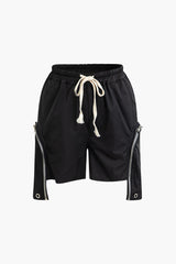 Drawstring Zipper Pocket Shorts