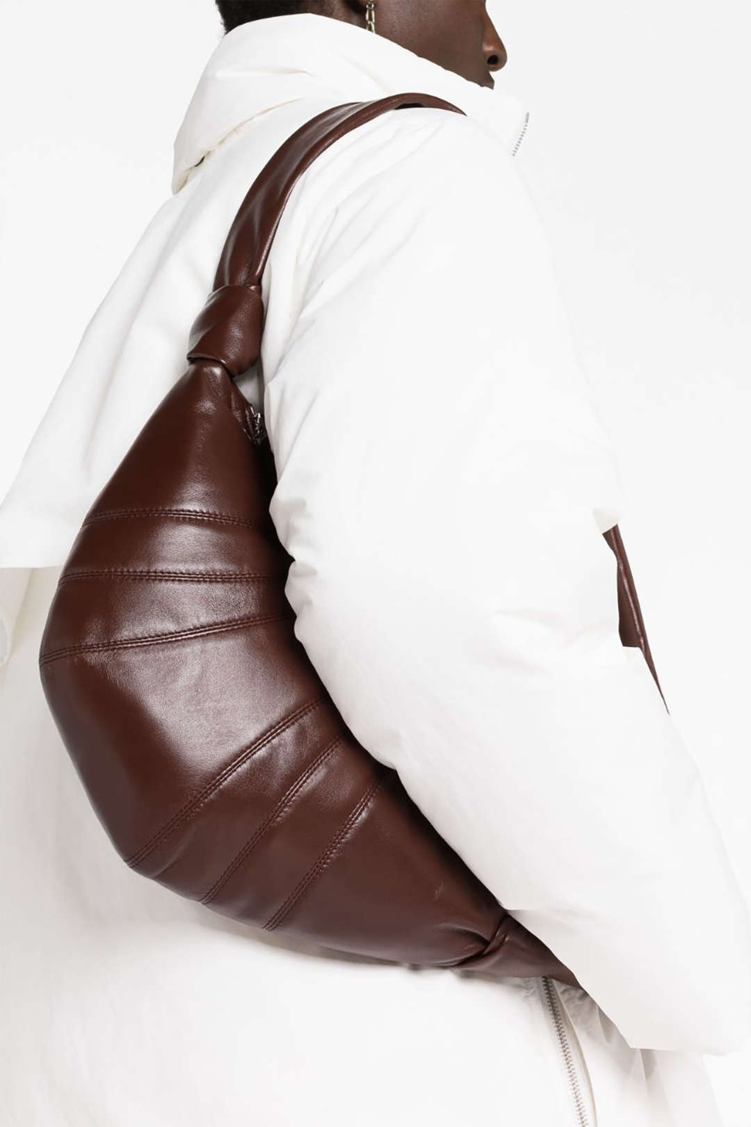 Knotted Faux Leather Cross-body Croissant Bag