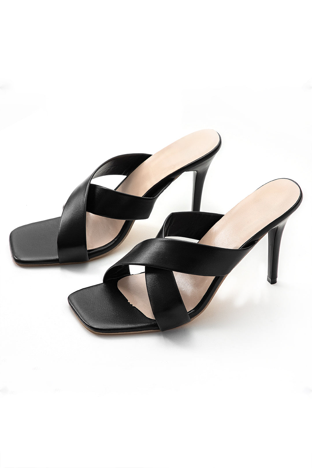 Twist Strap Square Toe Ankle-strapless High Heel Sandals