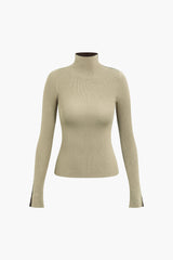 Contrast Mock Neck Long Sleeve Top