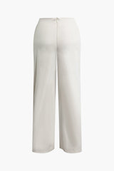 Asymmetrical Ruched Straight Leg Pants